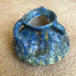 English Bretby blue pottery vase